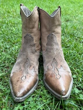 Marco Delli Firenze Leather Western Ankle Boots Women's Size 37 (US 7)